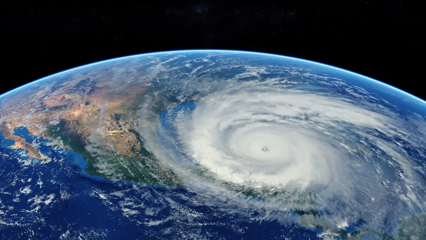 Satellite imagery of a hurricane approaching the United States